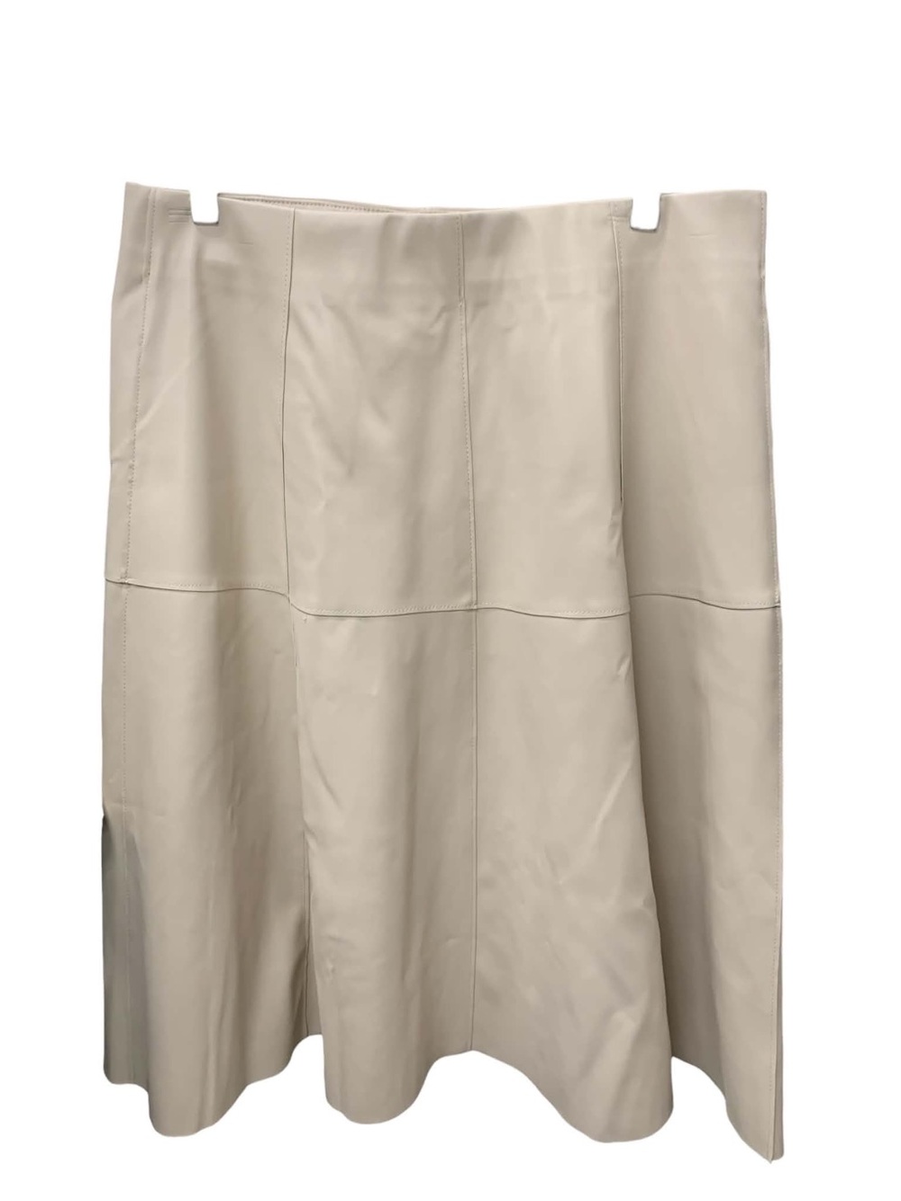 one 5 one Cream Faux Leather Panel A-Line Skirt Size L